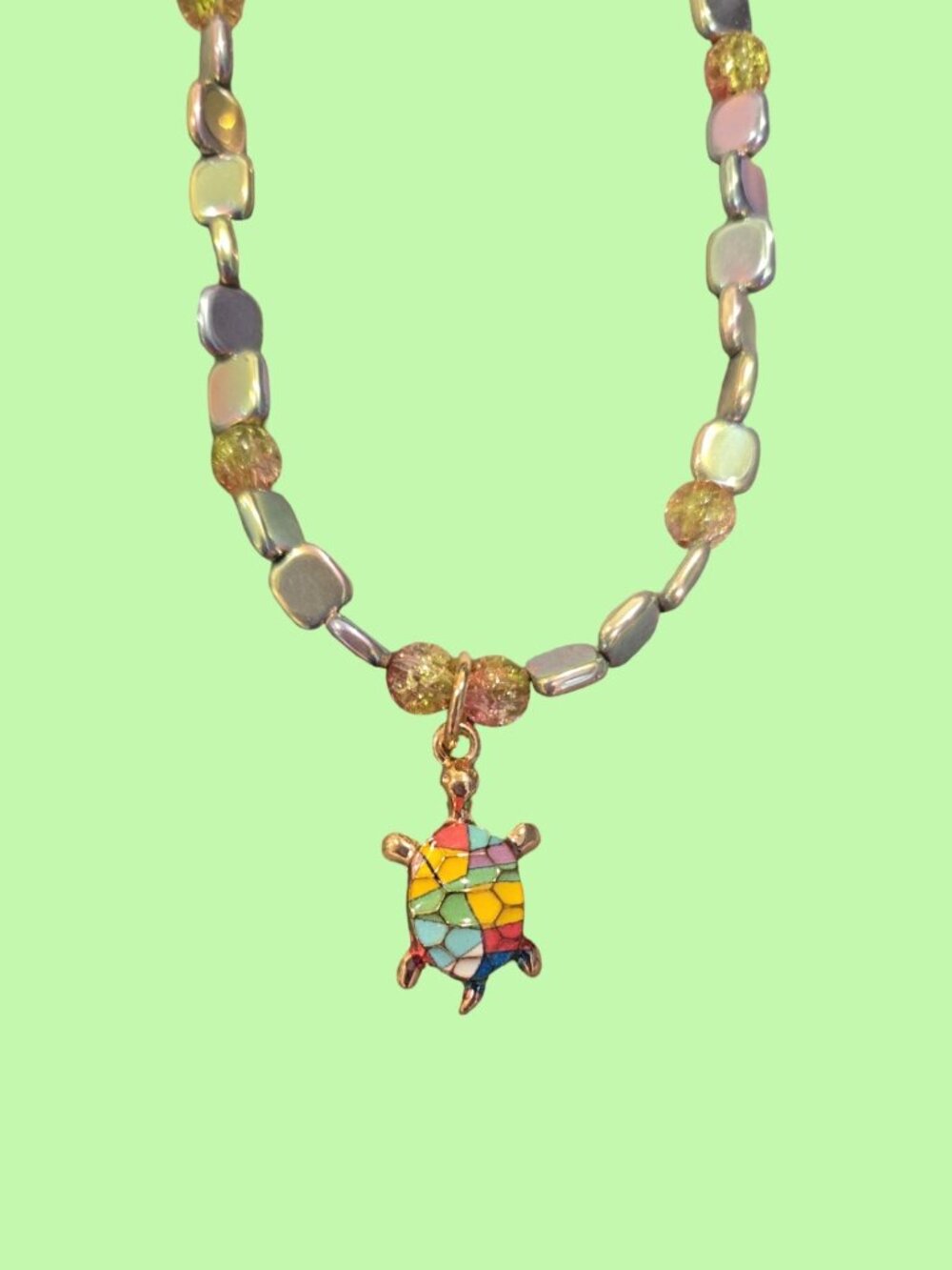 Turtle beaded Necklace~ 19 inches